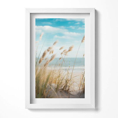 Keretezett kép Tengerparti nádas világos ég