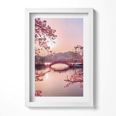 Keretezett kép Virágzó cseresznye híd tó