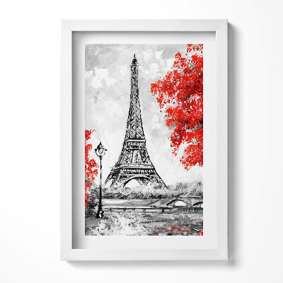 Keretezett kép Párizsi Eiffel-torony piros falevelek