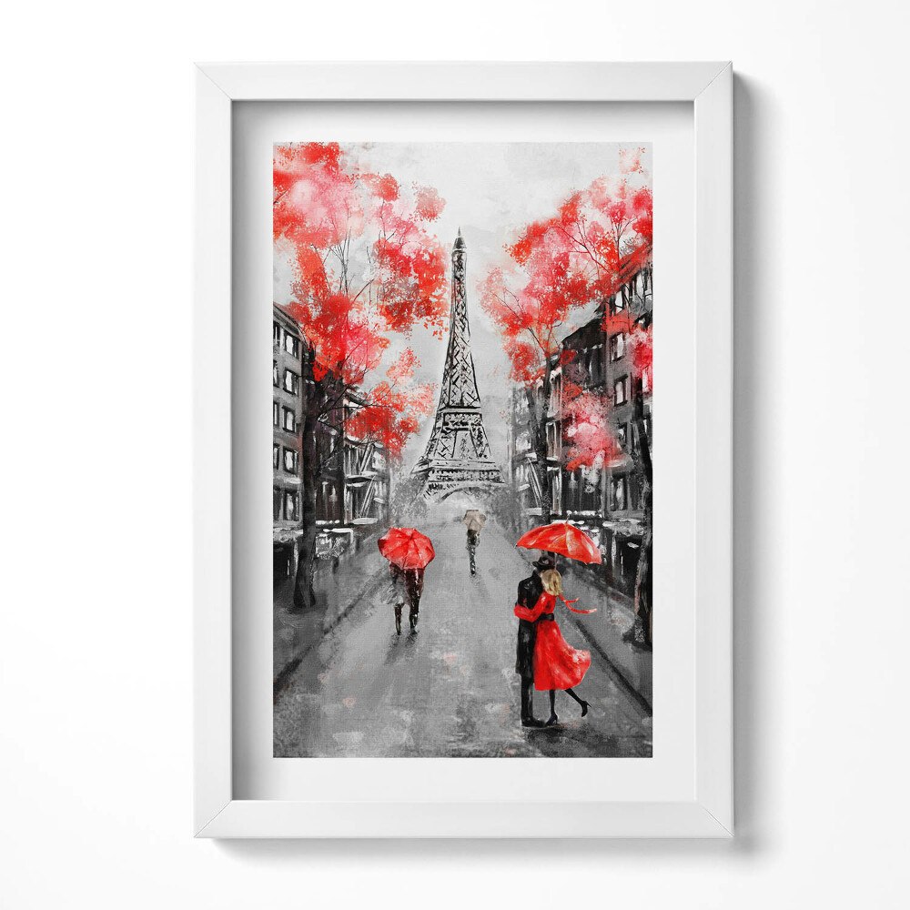Keretezett kép Párizsi táj szerelem esernyők