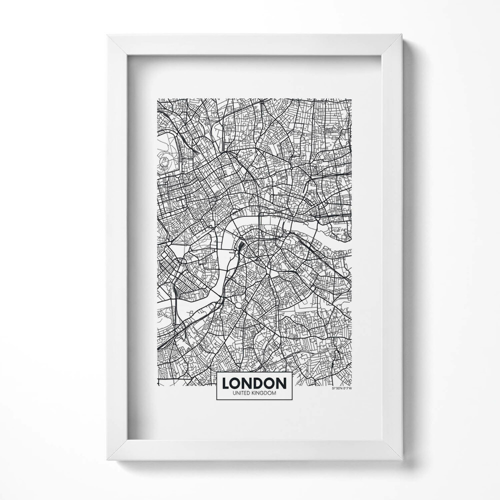 Keretezett kép London térképe fekete-fehér