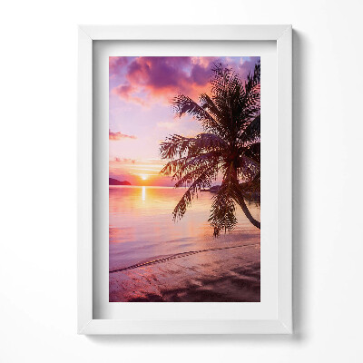 Keretezett kép Tengerparti naplemente pálmafával