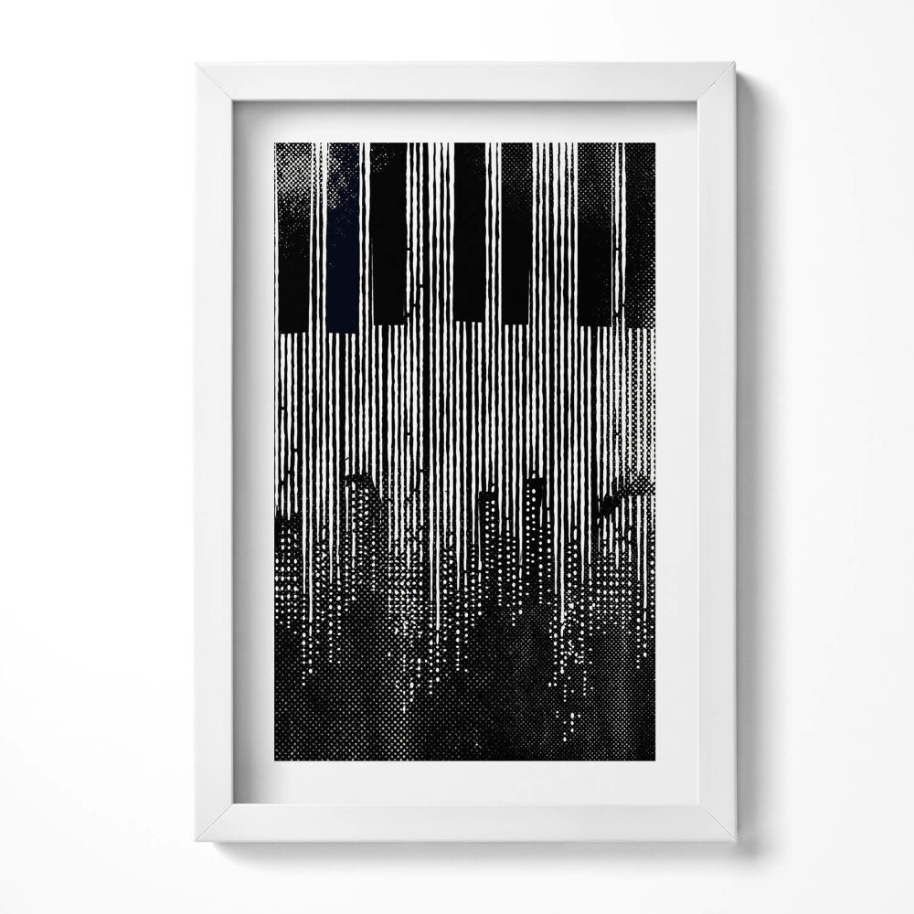 Keretezett kép Zongorabillentyűk és vonalak