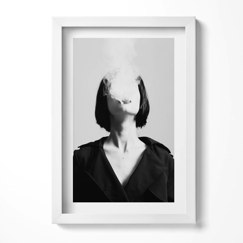 Keretezett kép Fekete-fehér portré füsttel