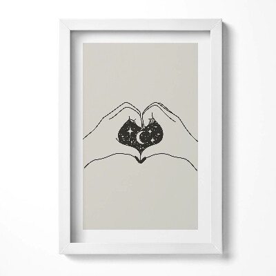 Keretezett kép Csillagos égbolt és hold szív alakban