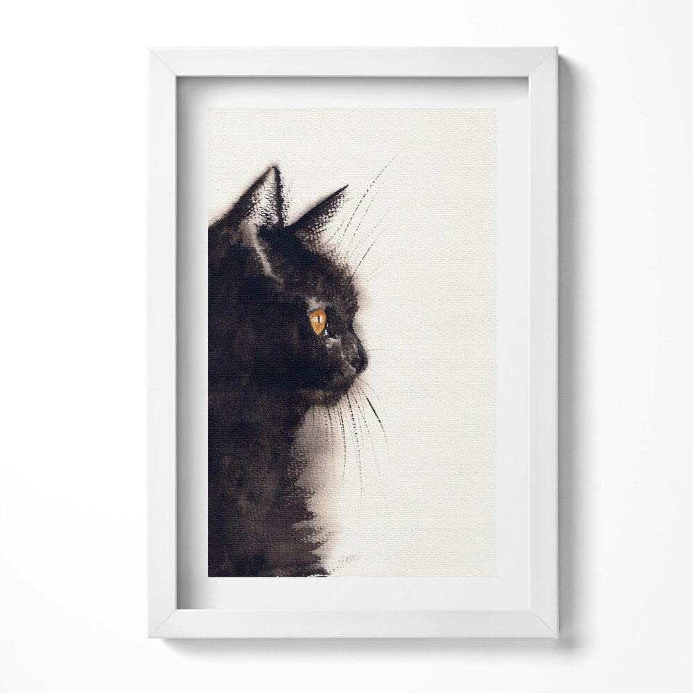 Keretezett kép Fekete macska profilja