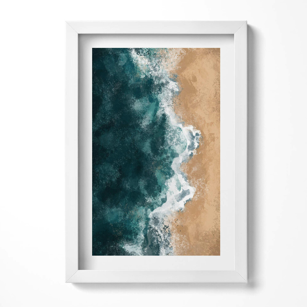 Keretezett kép Tengerparti táj hullámok és homok