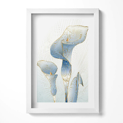 Keretezett kép Absztrakt liliomok arany vonalakkal