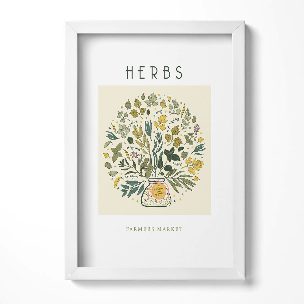 Keretezett kép Fűszernövények és virágok