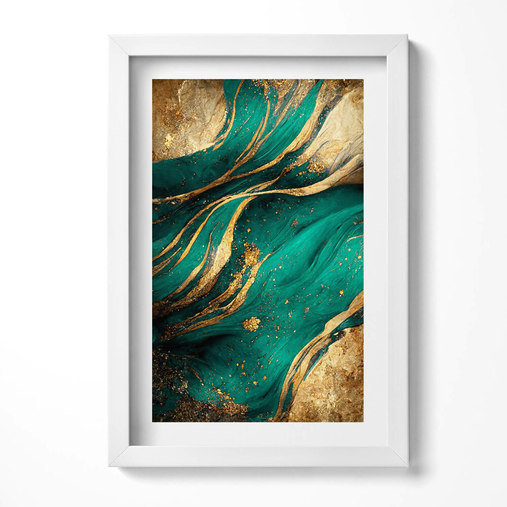 Keretezett kép Absztrakt zöld és arany mintázat