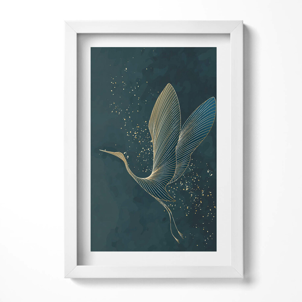 Keretezett kép Aranyvonallal ábrázolt gólya