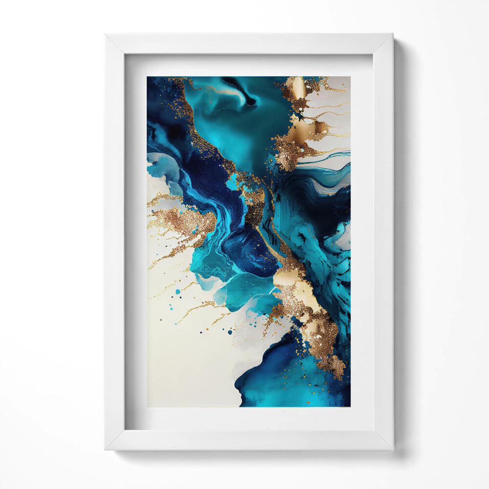 Keretezett kép Absztrakt kék és arany minták