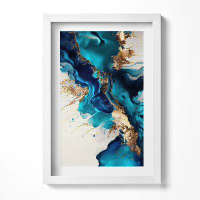 Keretezett kép Absztrakt kék és arany minták