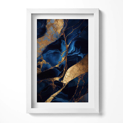 Keretezett kép Absztrakt kék és arany mintázat