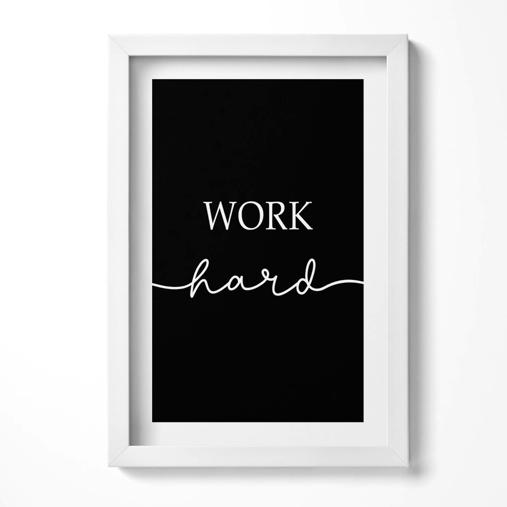 Keretezett kép Inspiráló szöveg: "Work hard"