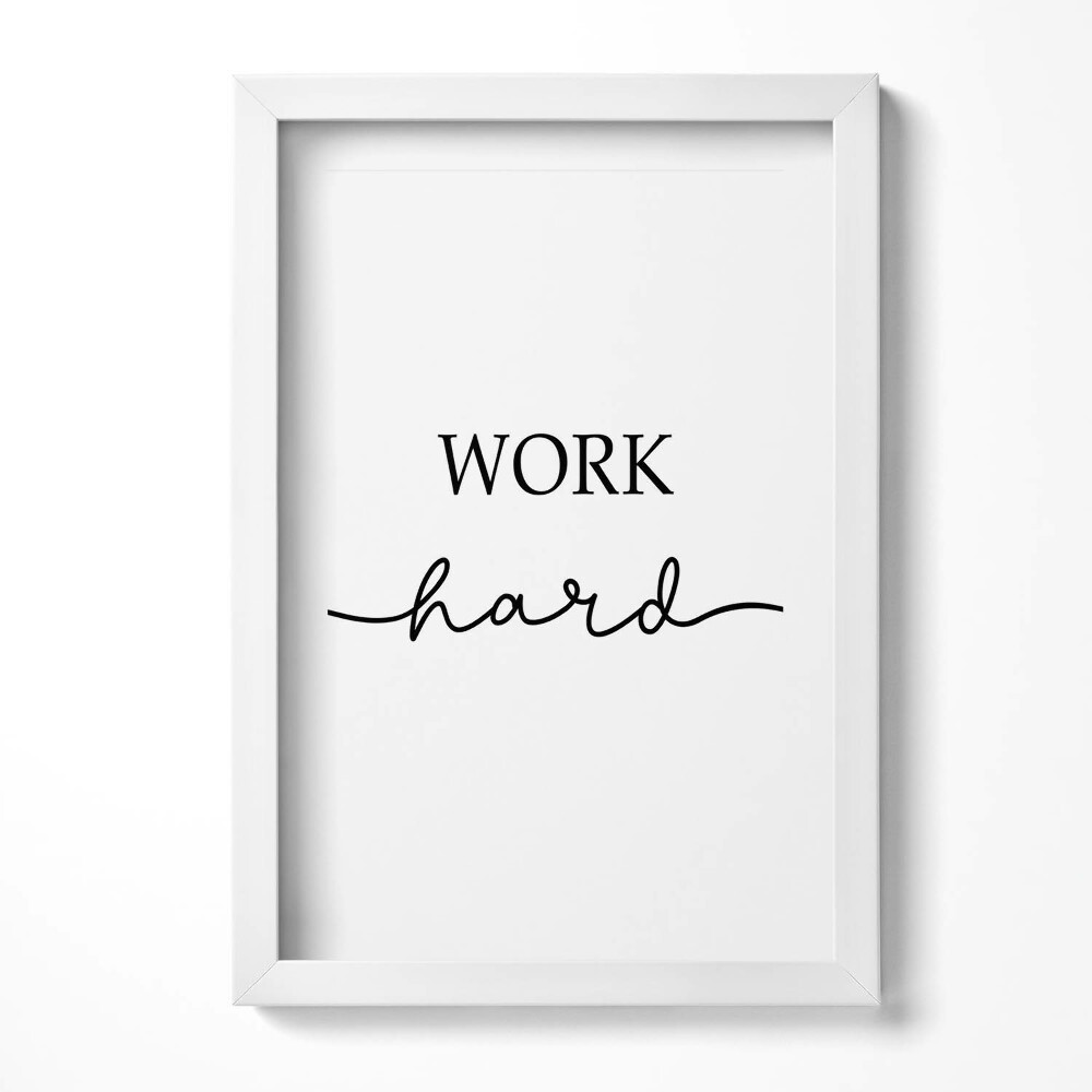 Keretezett kép Motiváló felirat: "WORK hard"