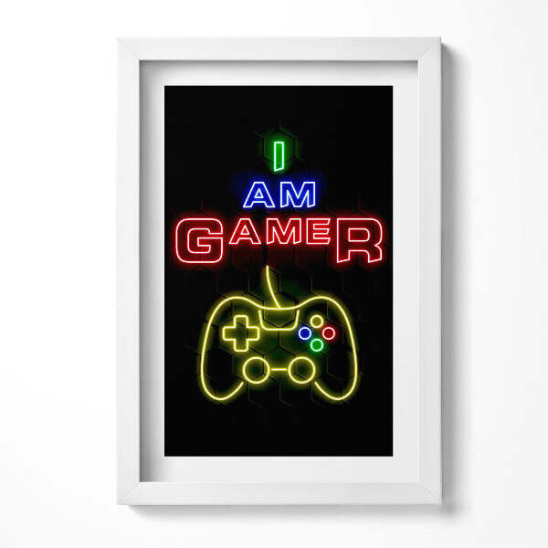 Keretezett kép Játékos témájú neon plakát