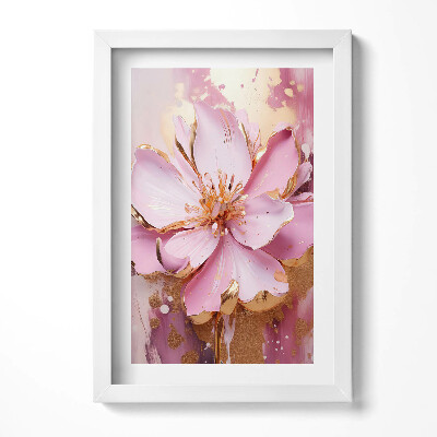 Keretezett kép Rózsaszín virág arany részletekkel