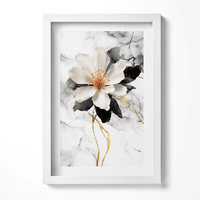 Keretezett kép Fehér virág márvány háttér