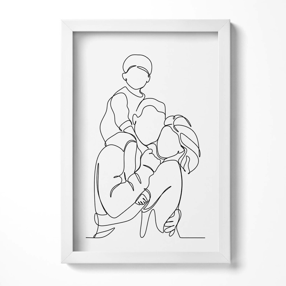 Keretezett kép Családi összetartozás vonalrajzban