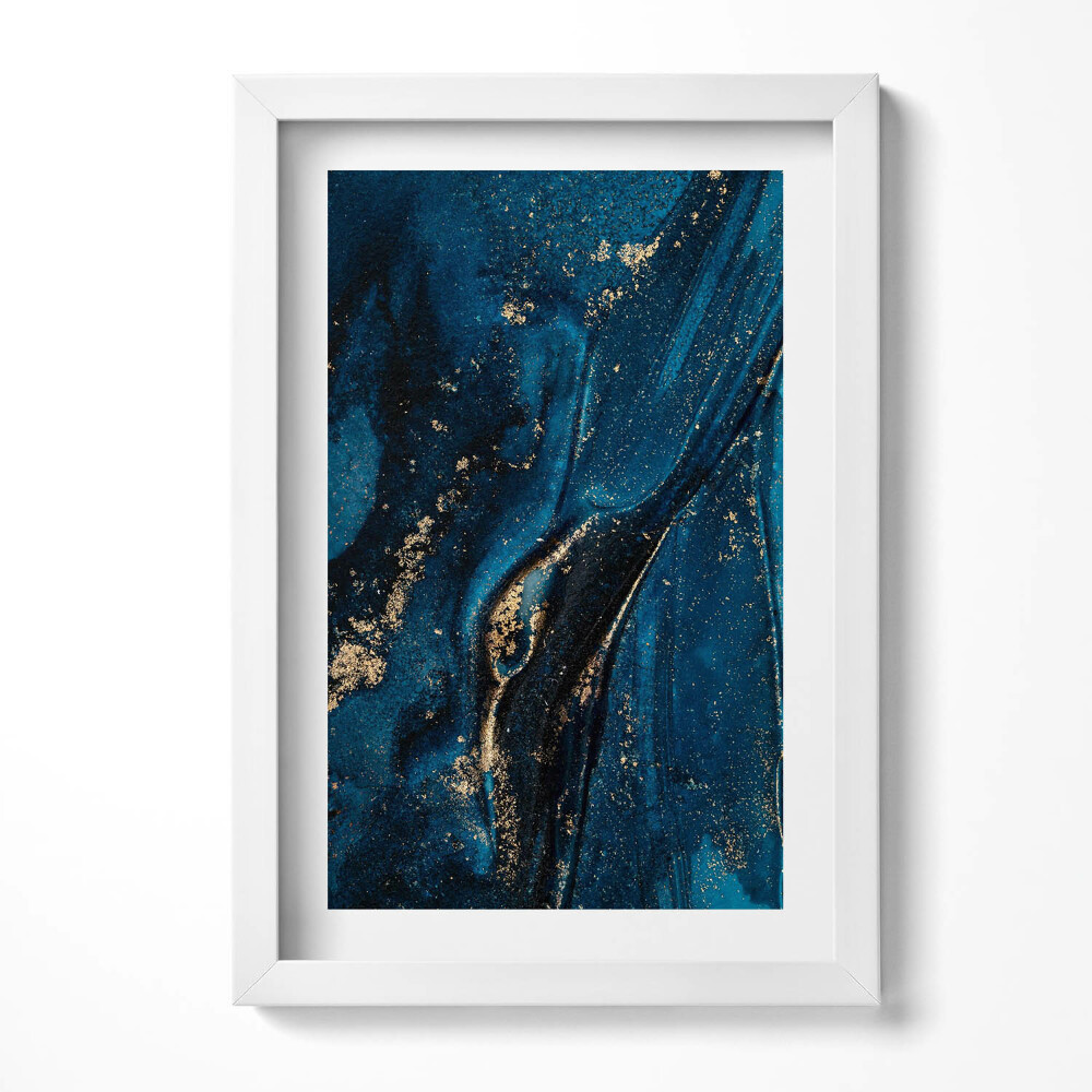 Keretezett kép Absztrakt kék és arany mintázat