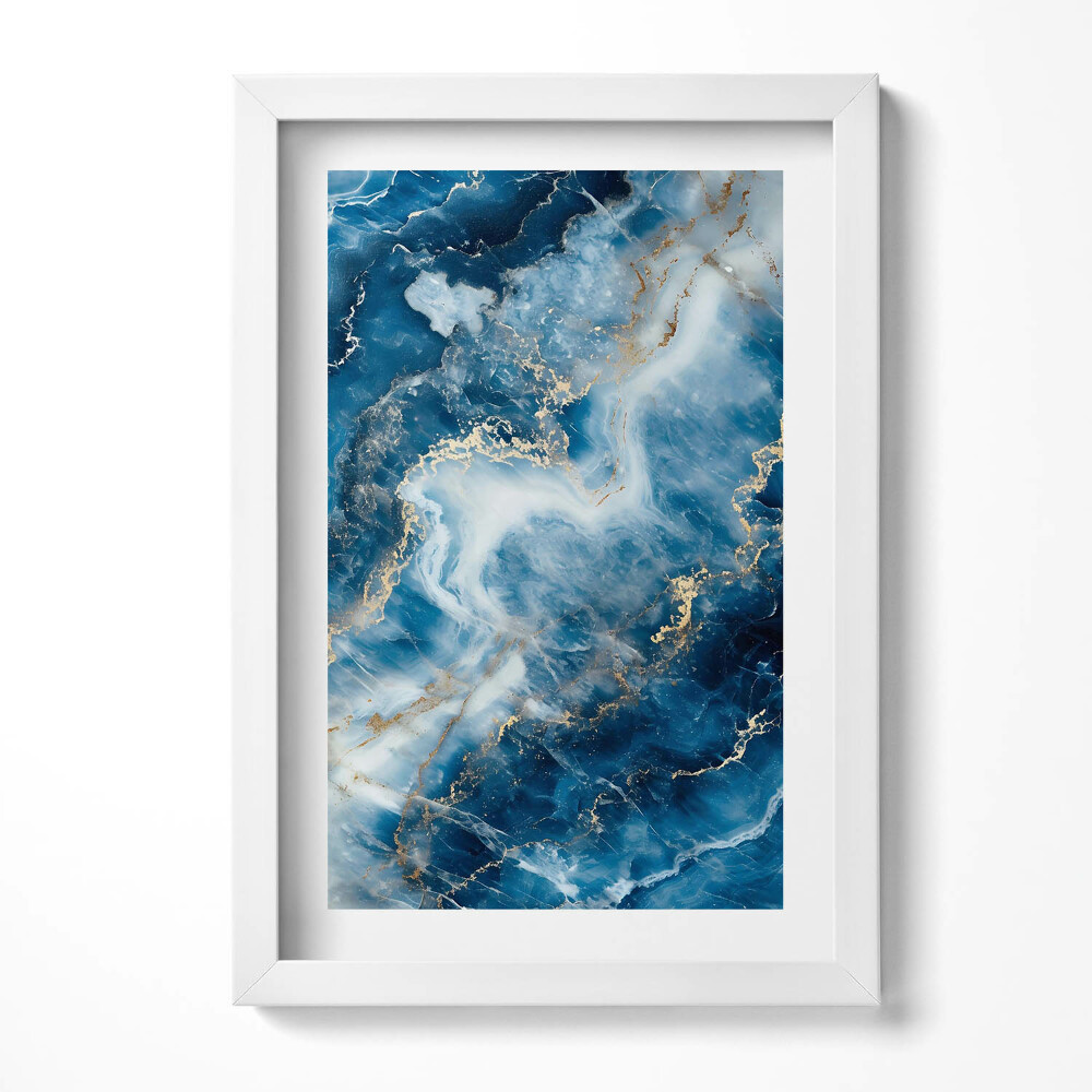 Keretezett kép Absztrakt kék és arany mintázat