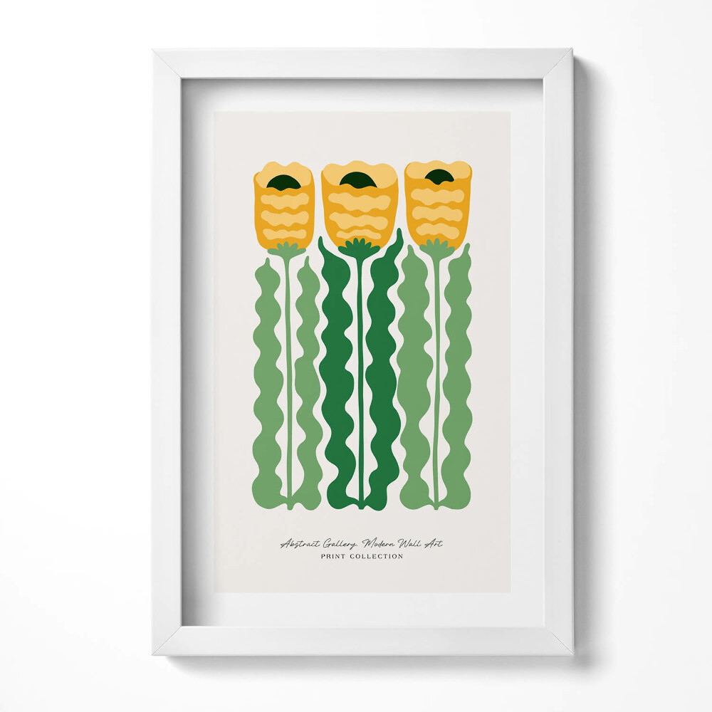 Keretezett kép Sárga virágok zöld szárakkal