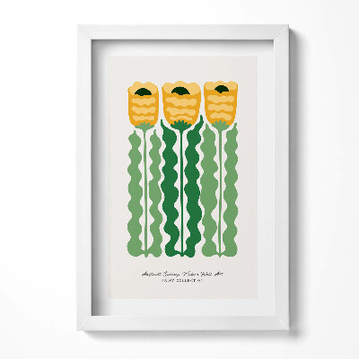 Keretezett kép Sárga virágok zöld szárakkal