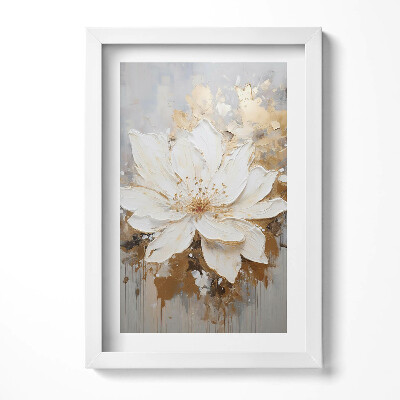 Keretezett kép Fehér virág arany háttérrel