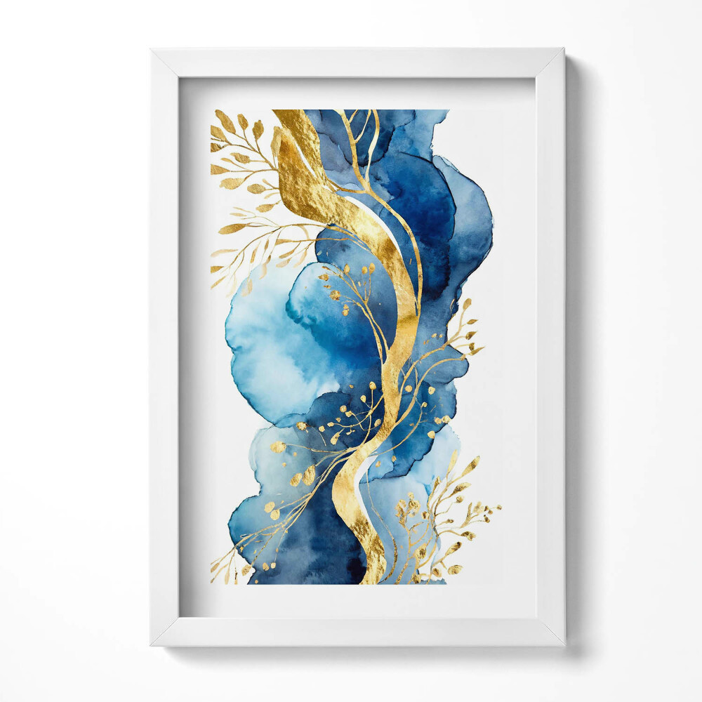 Keretezett kép Kék és arany absztrakt mintázat