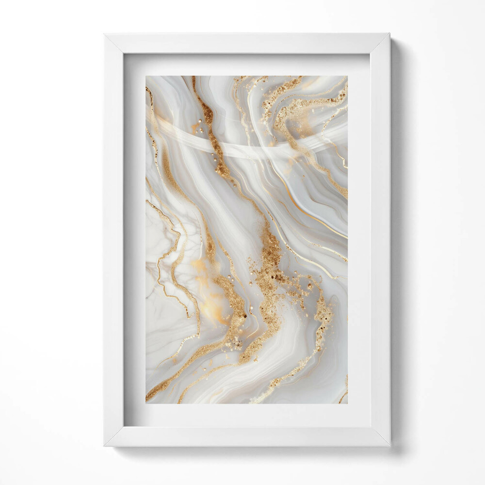 Keretezett kép Absztrakt márványos mintázat aranysávokkal