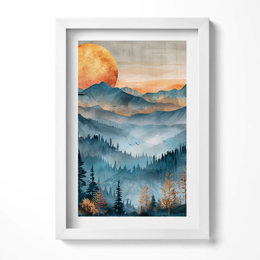 Keretezett kép Hegyek naplemente erdő