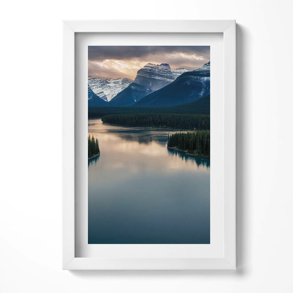 Keretezett kép Hegyek és tükörsima víz