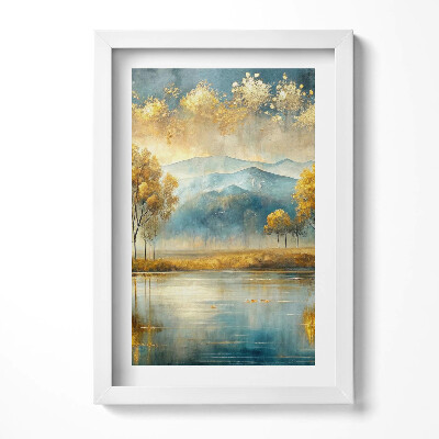 Keretezett kép Tavaszi táj hegyek vízpart