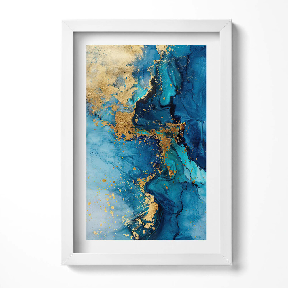 Keretezett kép Absztrakt kék és arany mintázat