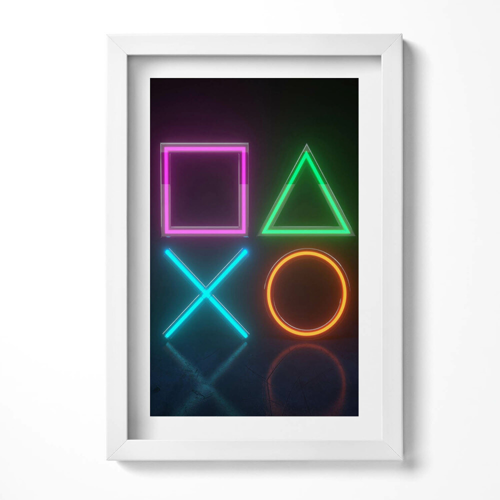 Keretezett kép Geometriai formák neonfényben