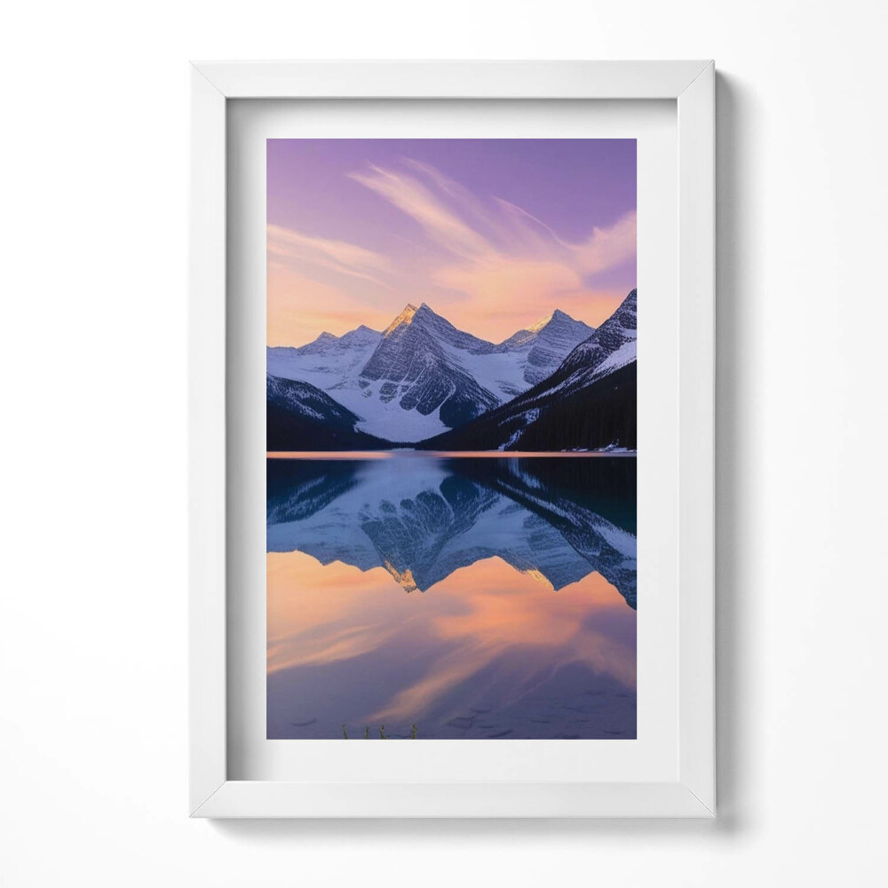 Keretezett kép Hegyek és tó tükröződése