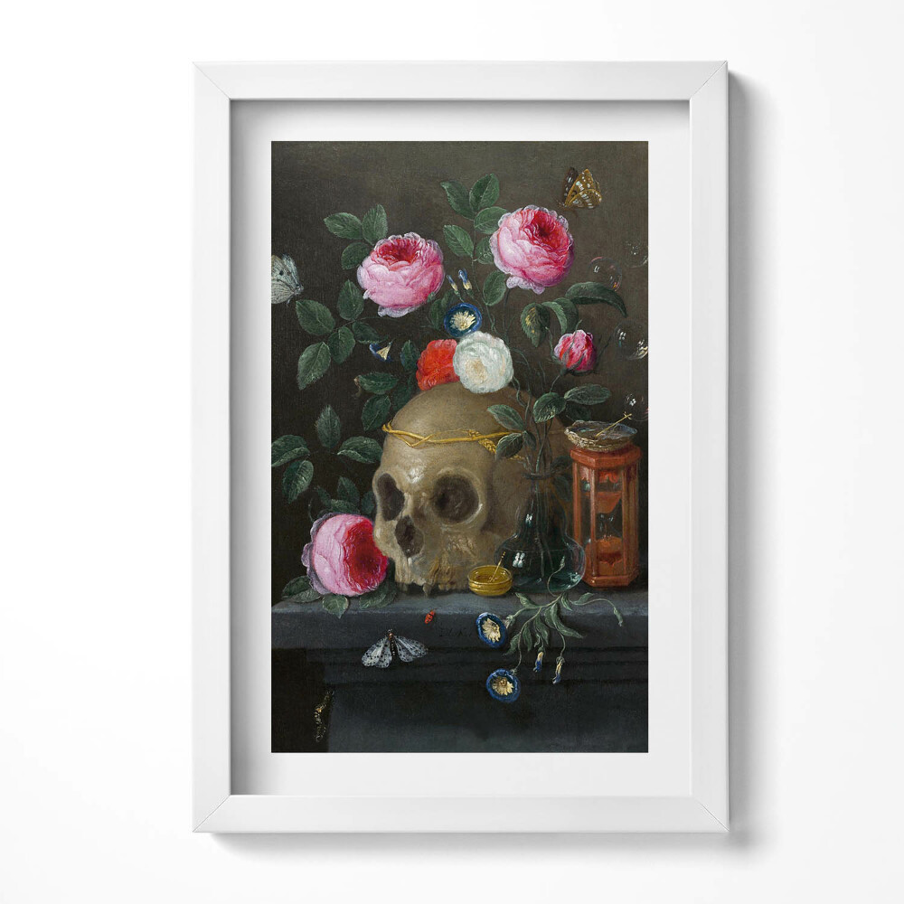Keretezett kép Rózsák és koponya stillleben