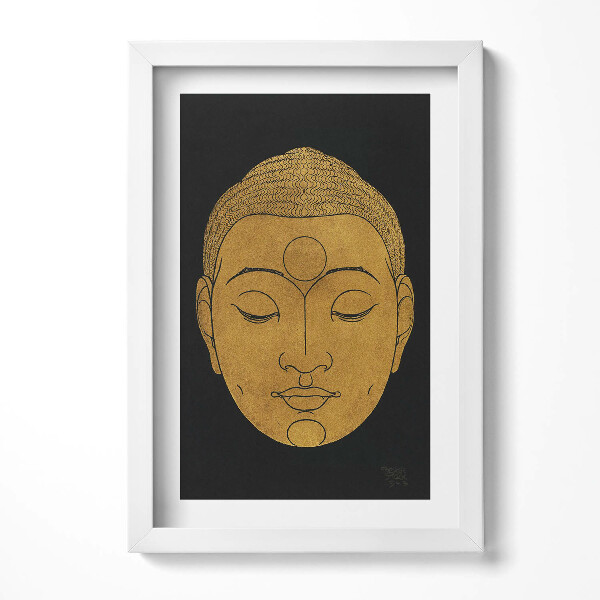 Keretezett kép Buddha arca arany színben
