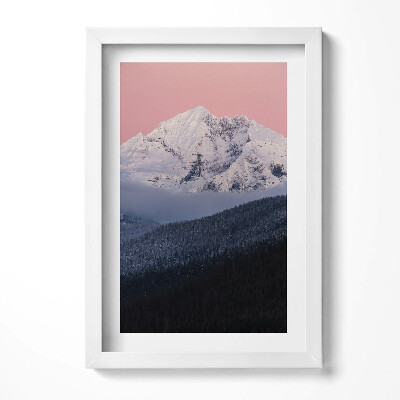 Keretezett kép Hegyek rózsaszín háttérrel