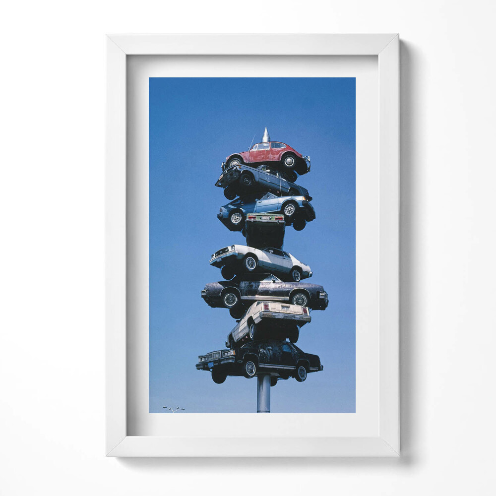 Keretezett kép Autók toronyban kék háttér