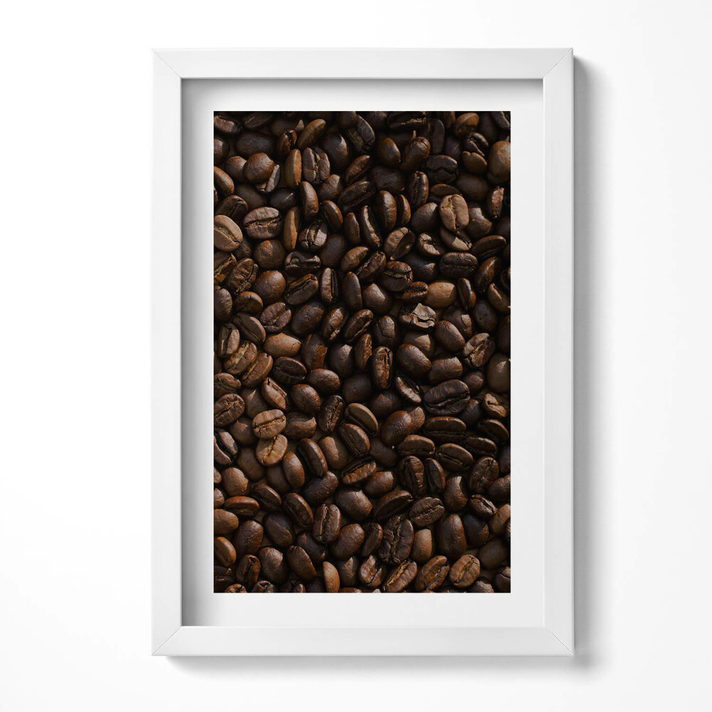 Keretezett kép Kávébabot ábrázoló festmény