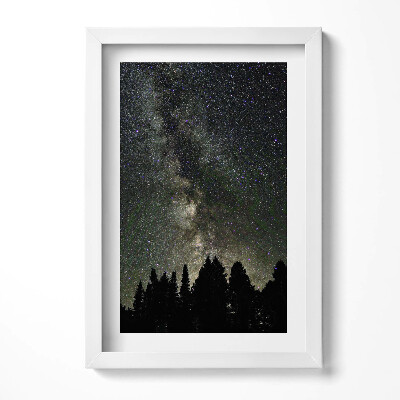 Keretezett kép Csillagos égbolt erdősilhuettel