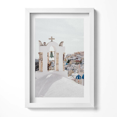 Keretezett kép Fehér templom harangtorony kék kupola