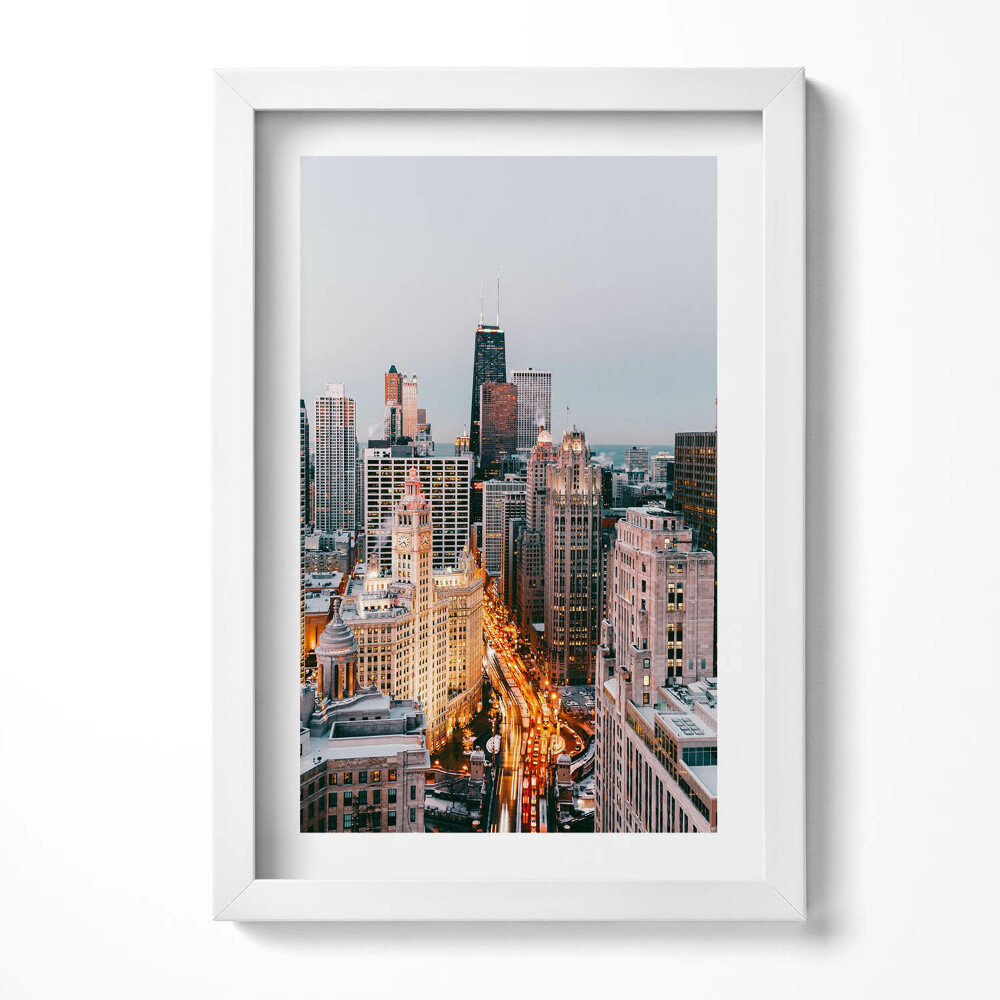 Keretezett kép Városi táj felhőkarcolók esti fények