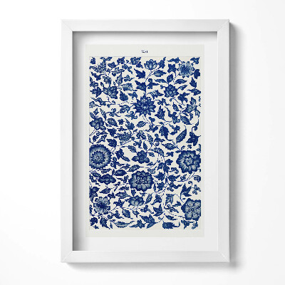 Keretezett kép Virágos kék-fehér motívum