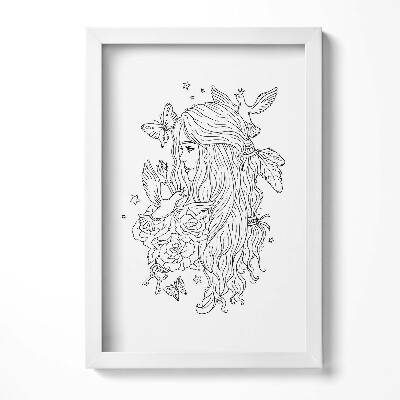 Keretezett kép Virágok pillangók női alak