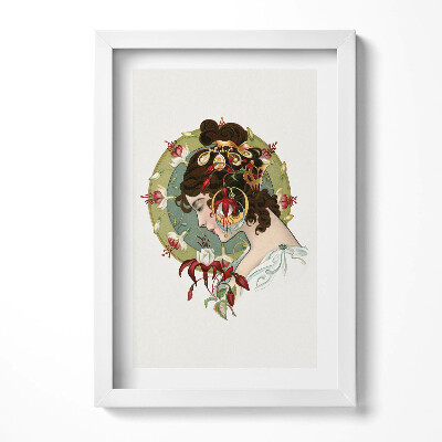 Keretezett kép Női portré virágokkal