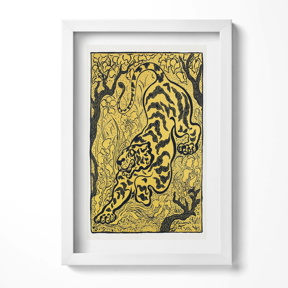 Keretezett kép Sárga háttér tigris motívum