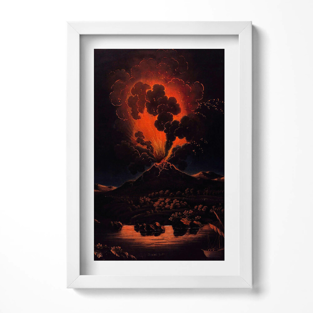 Keretezett kép Vulkánkitörés lángokkal és füsttel